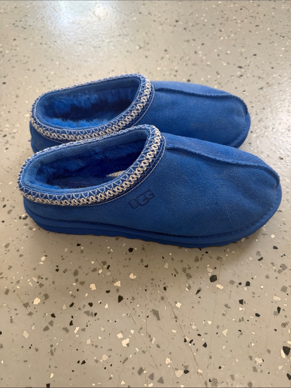 UGG Cobalt Blue Suede Slip-On Shearling Mule